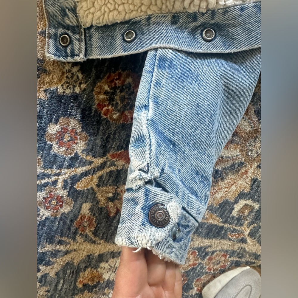 Vintage orange tab Little Levi’s Sherpa lined denim jacket 2T - Picture 6 of 14